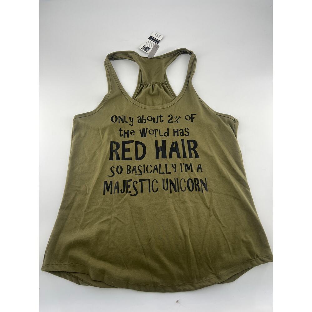 Next Level Apparel Olive Green Racerback Tank with Black Print
